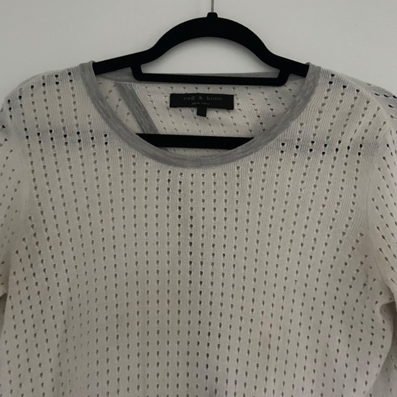 RAG & BONE ARIANA PERFORATED WHITE/GRAY SWEATER XS! - Picture 6 of 9